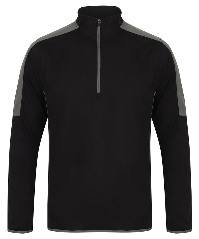 Finden & Hales ¼ Zip Mid-layer with Contrast Panelling - Black/Gunmetal Grey