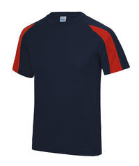 AWDis Kids Contrast Cool T - French Navy/Fire Red