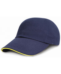 Resultheadwear Low-profile Heavy Brushed Cotton Cap with Sandwich Peak - Navy/Yellow