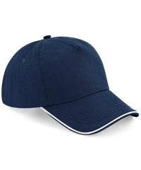 Beechfield Authentic 5-panel Cap - Piped Peak - French Navy/White