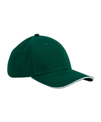 Beechfield EarthAware® Classic Organic Cotton 6-panel Cap – Sandwich Peak - Bottle Green/White