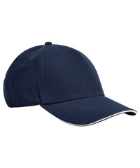 Beechfield EarthAware® Classic Organic Cotton 5-panel Cap – Sandwich Peak - French Navy/White