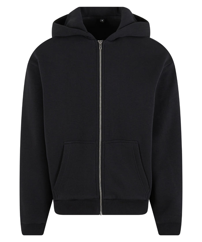 Build Your Brand Fluffy Zip Hoodie - Black