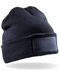 Resultrecycled Recycled Double Knit Printers Beanie - Navy