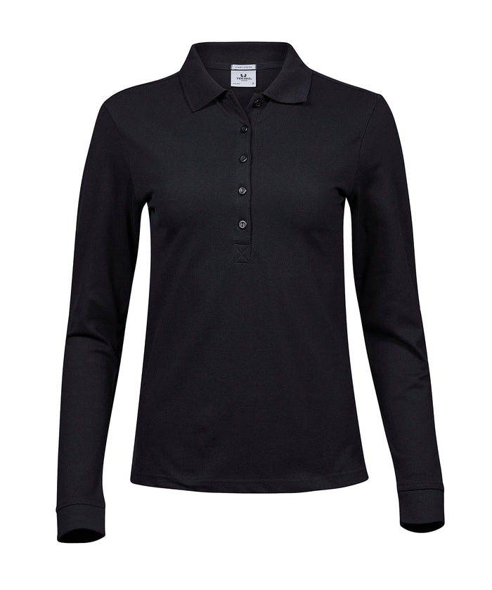 Tee Jays Women’s Luxury Stretch Long Sleeve Polo - Black