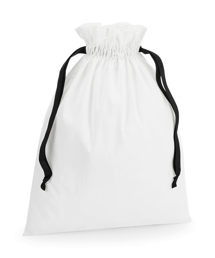Westford Mill Cotton Gift Bag with Ribbon Drawstring - Soft White/Black