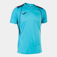Joma Championship VII Short Sleeve T-shirt (Junior) - Fluorescent Turquoise Navy Blue