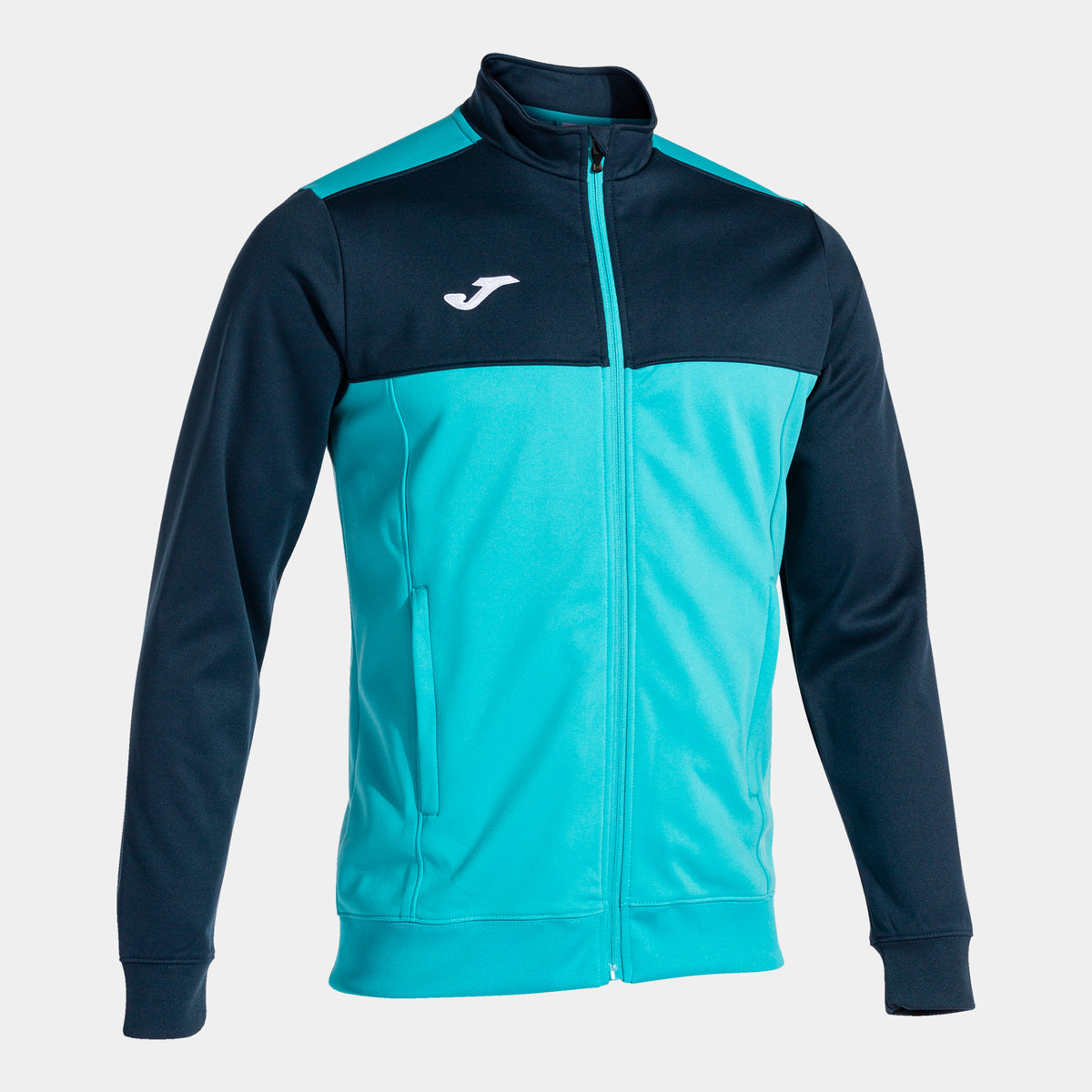 Joma Winner Full Zip Sweatshirt (Adult) - Fluorescent Turquoise Navy Blue