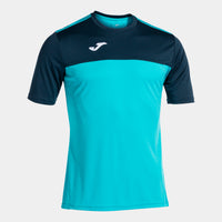 Joma Winner Short Sleeve T-shirt (Junior) - Fluorescent Turquoise Navy Blue