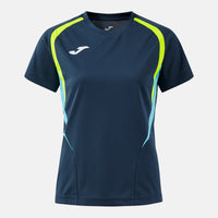 Joma Championship Short Sleeve T-shirt (Adult) - Fluorescent Yellow Dark Navy