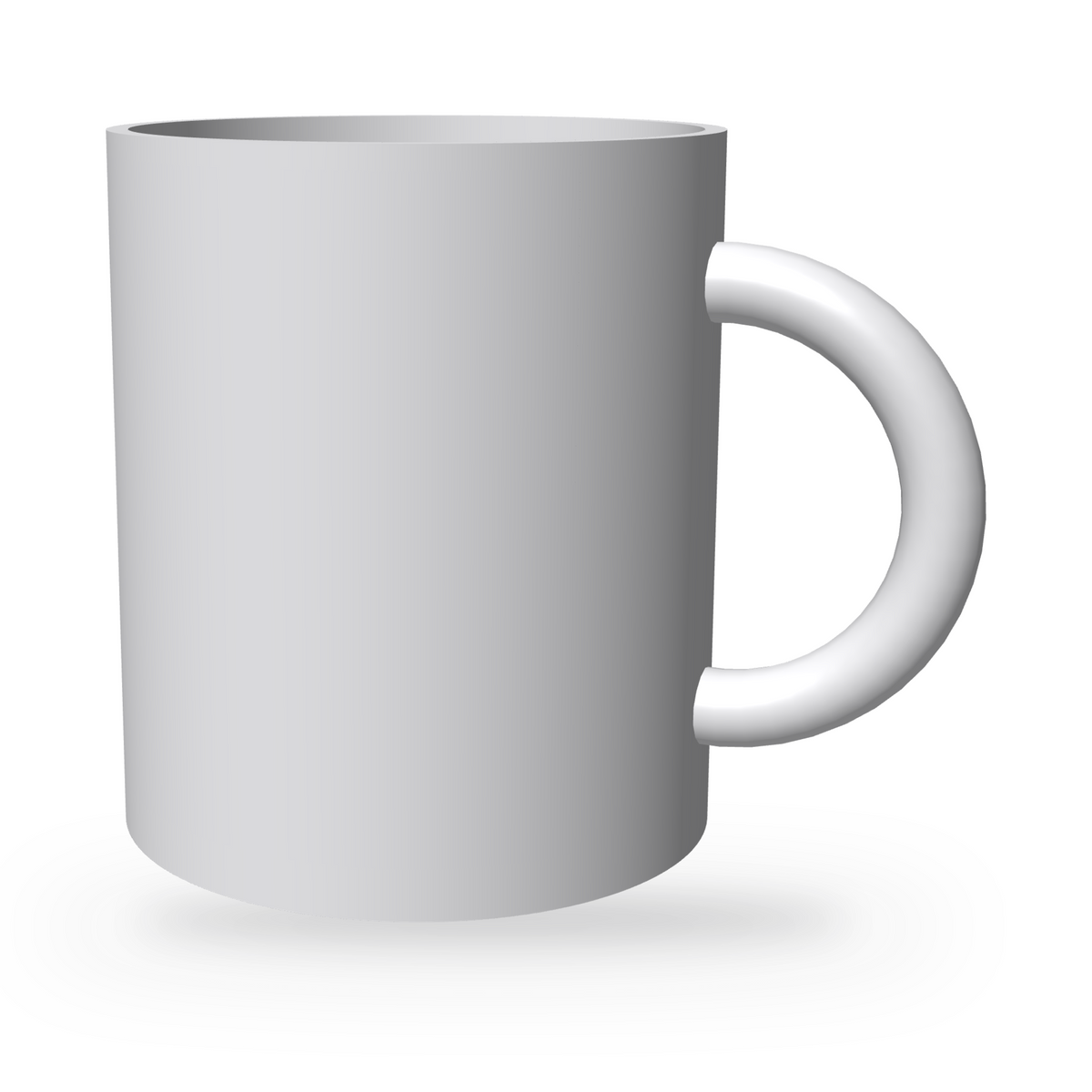Blank white 11oz ceramic mug, handle on the right, ready to be personalised